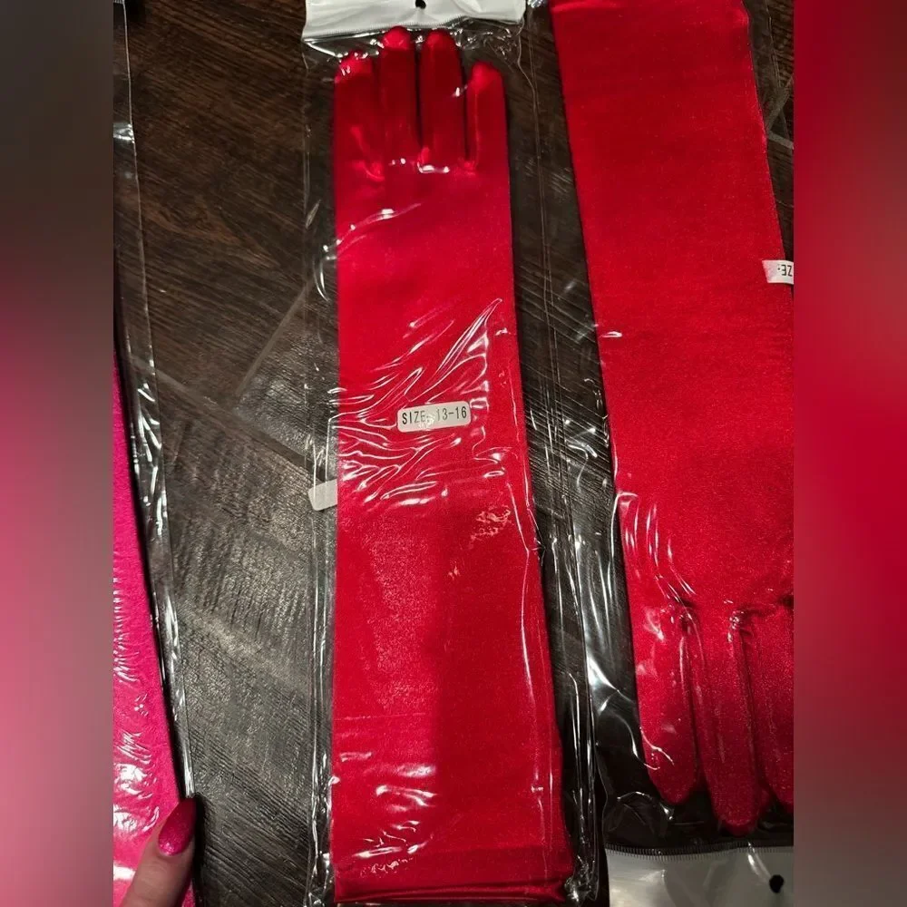 ❤️ Bold Red Satin Opera Gloves | Size 13-16 | Costume, Glam, Formal Wear ✨